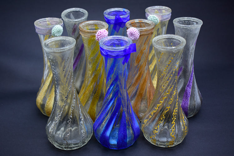 Vaza decorativa din sticla colorata manual